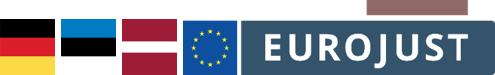 Flags of Germany, Estonia, Latvia and logo of Eurojust